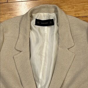 Zara Basic Women's Normcore Textured Lined Scandi Tan Blazer L